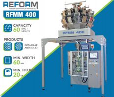 Vertical form fill, seal machine with  multihead weigher